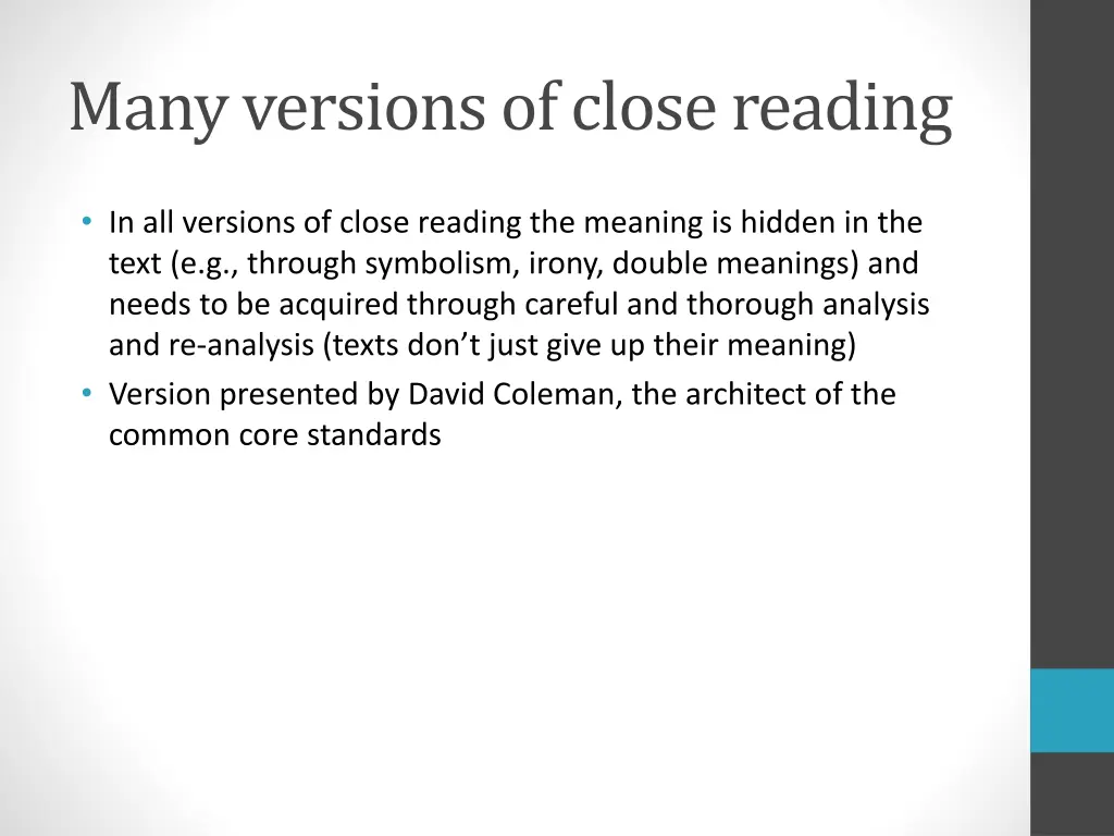 many versions of close reading