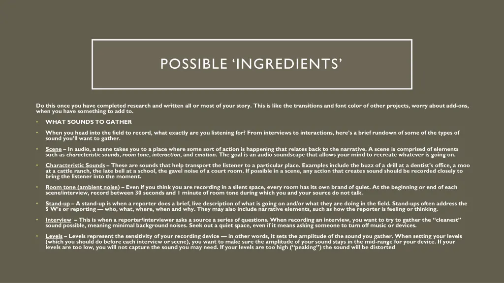 possible ingredients