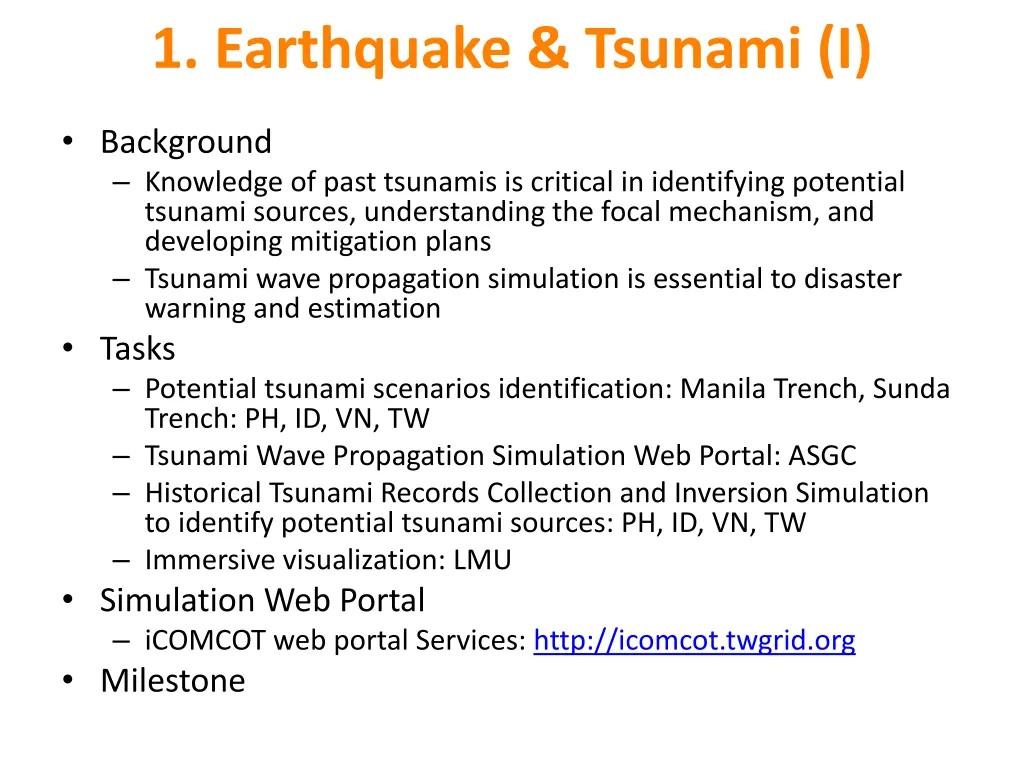 1 earthquake tsunami i