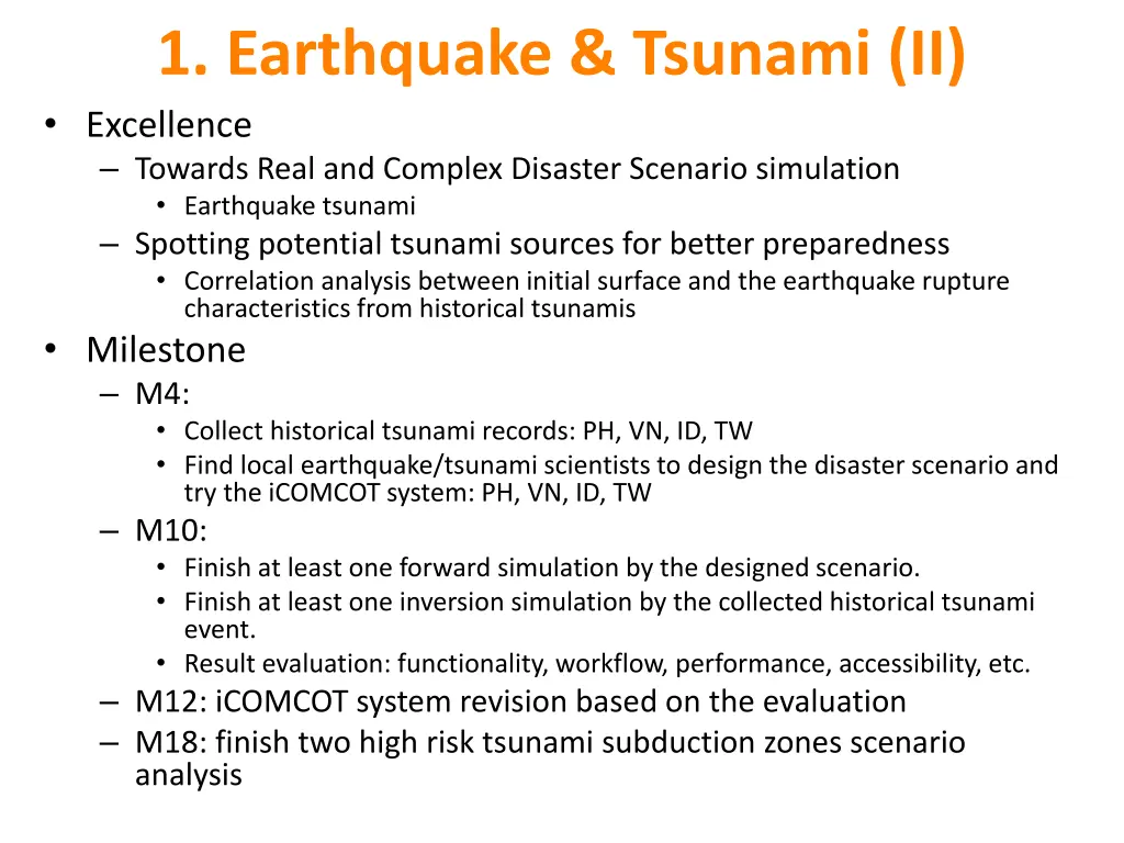 1 earthquake tsunami ii excellence towards real