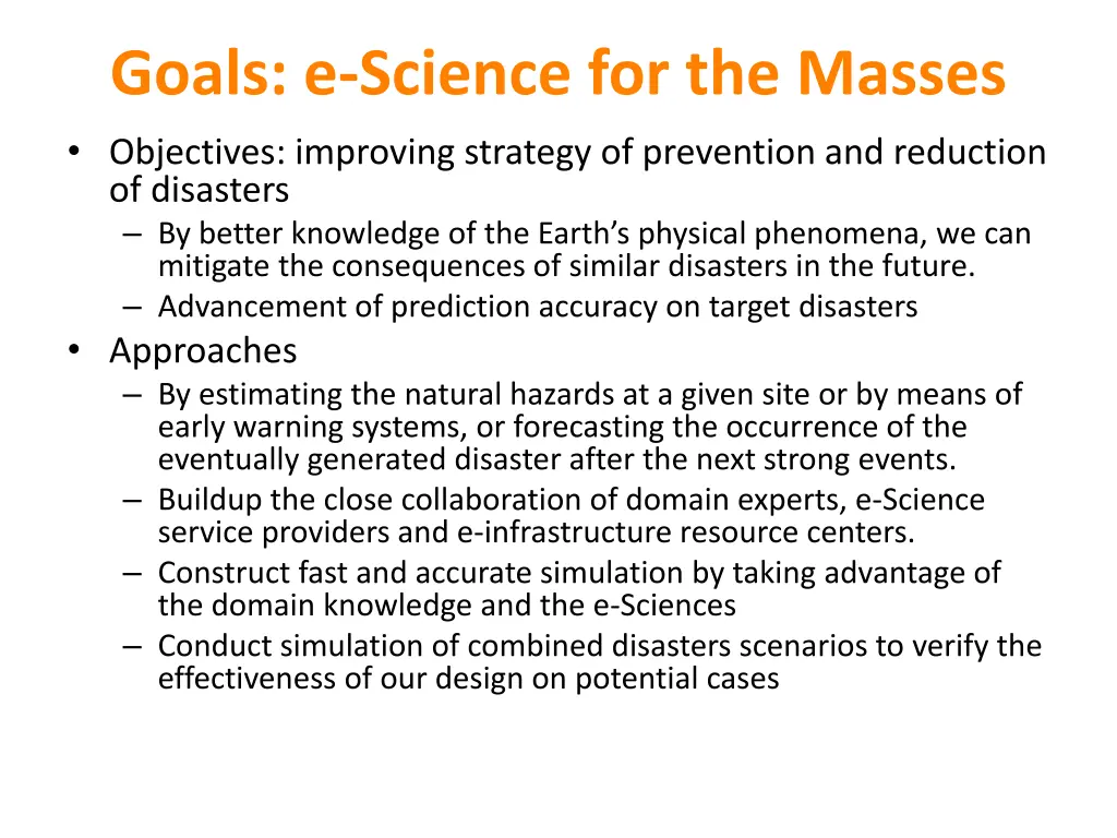 goals e science for the masses objectives