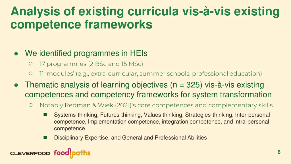 analysis of existing curricula vis vis existing