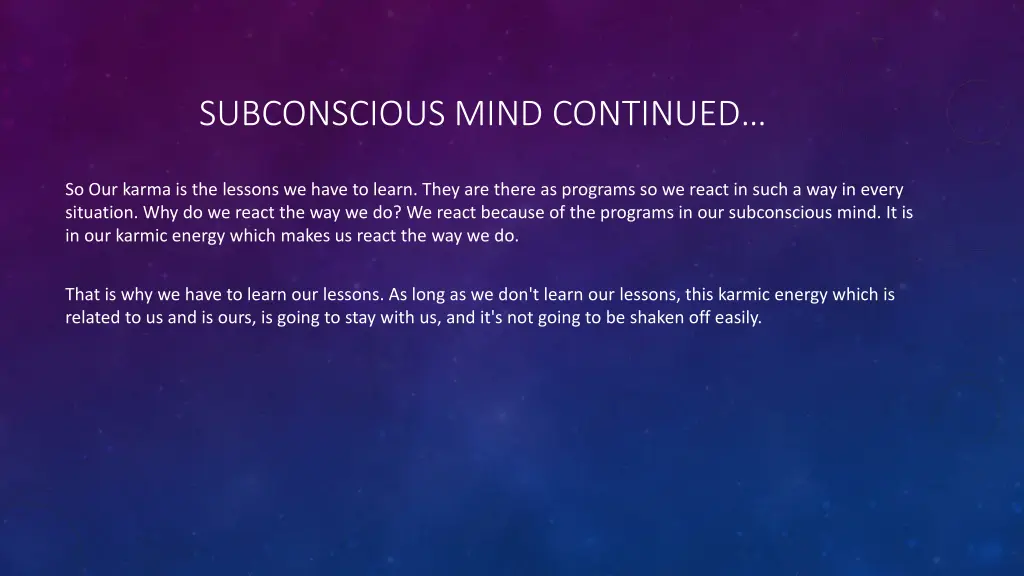 subconscious mind continued