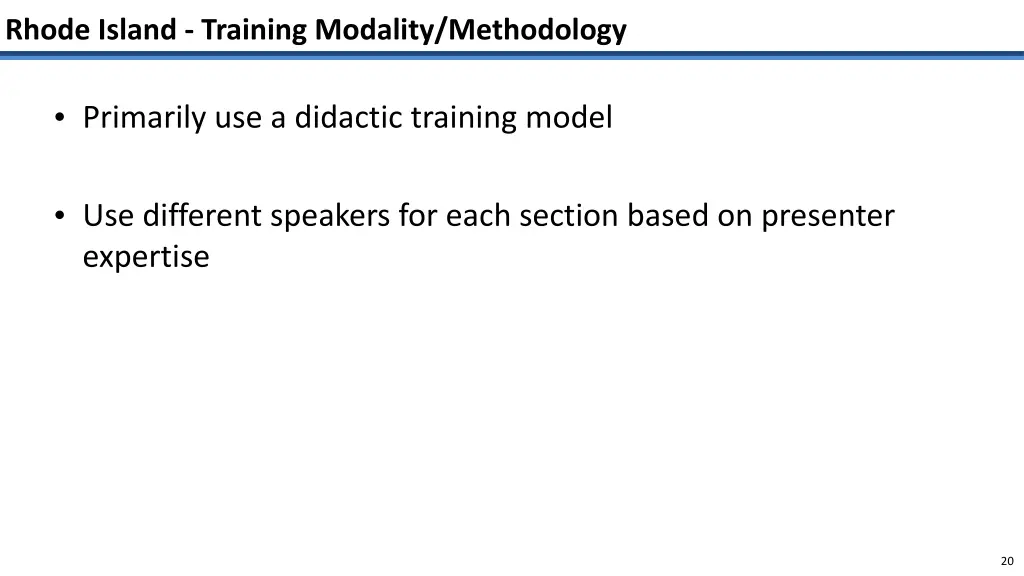 rhode island training modality methodology
