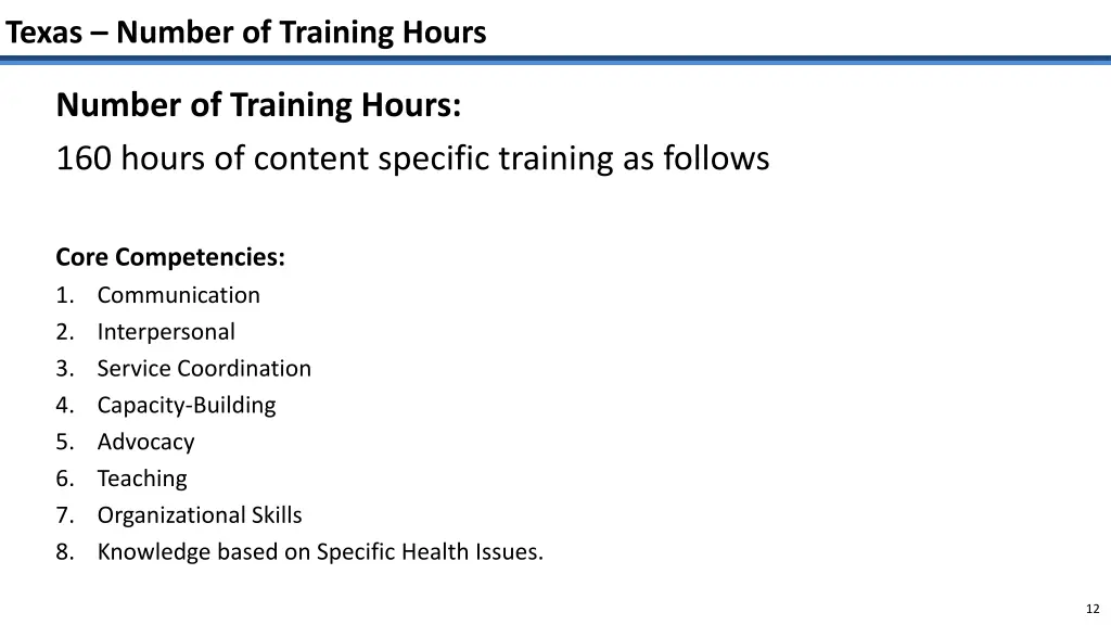 texas number of training hours