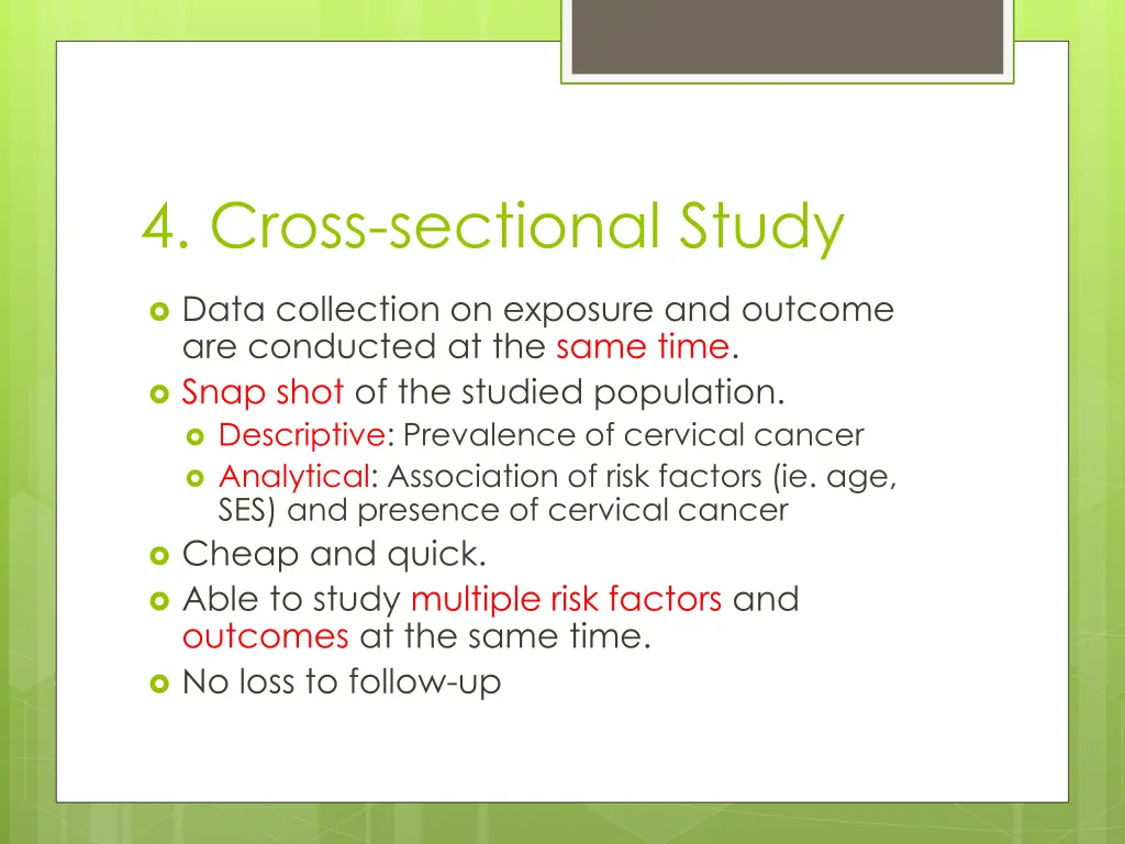 4 cross sectional study