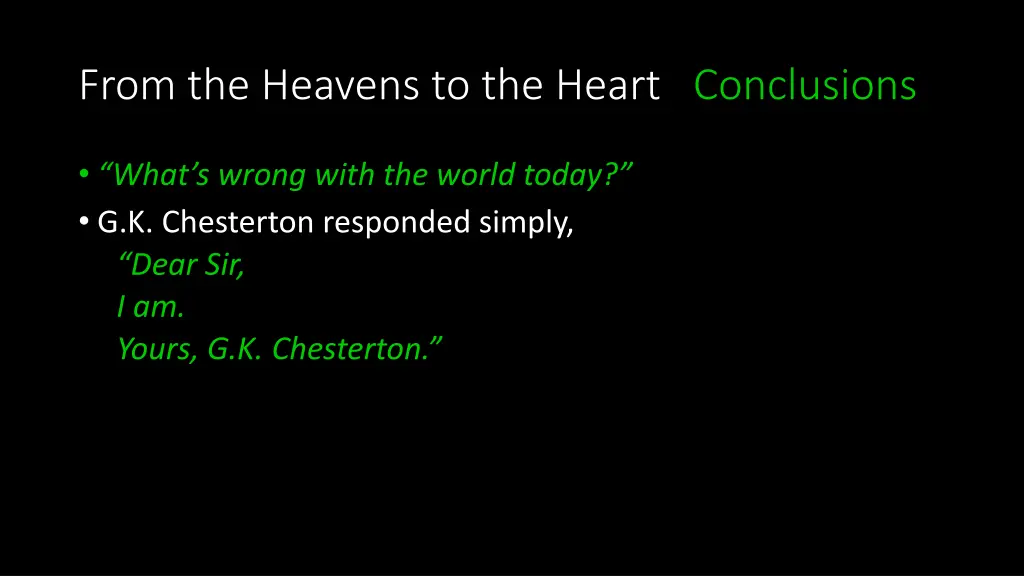 from the heavens to the heart conclusions 1
