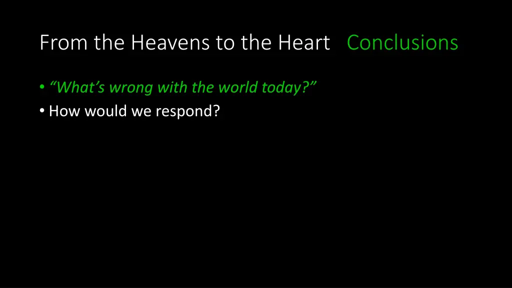 from the heavens to the heart conclusions 2