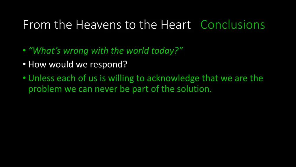 from the heavens to the heart conclusions 3