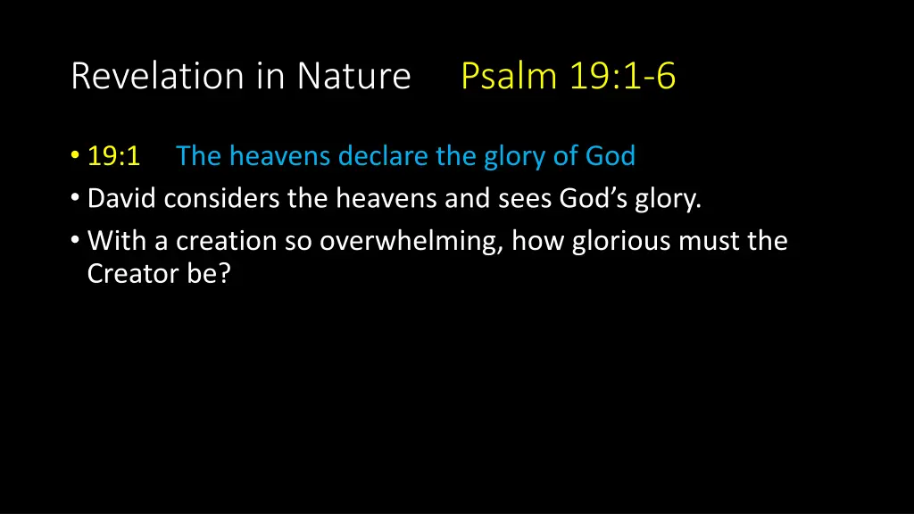 revelation in nature psalm 19 1 6 1