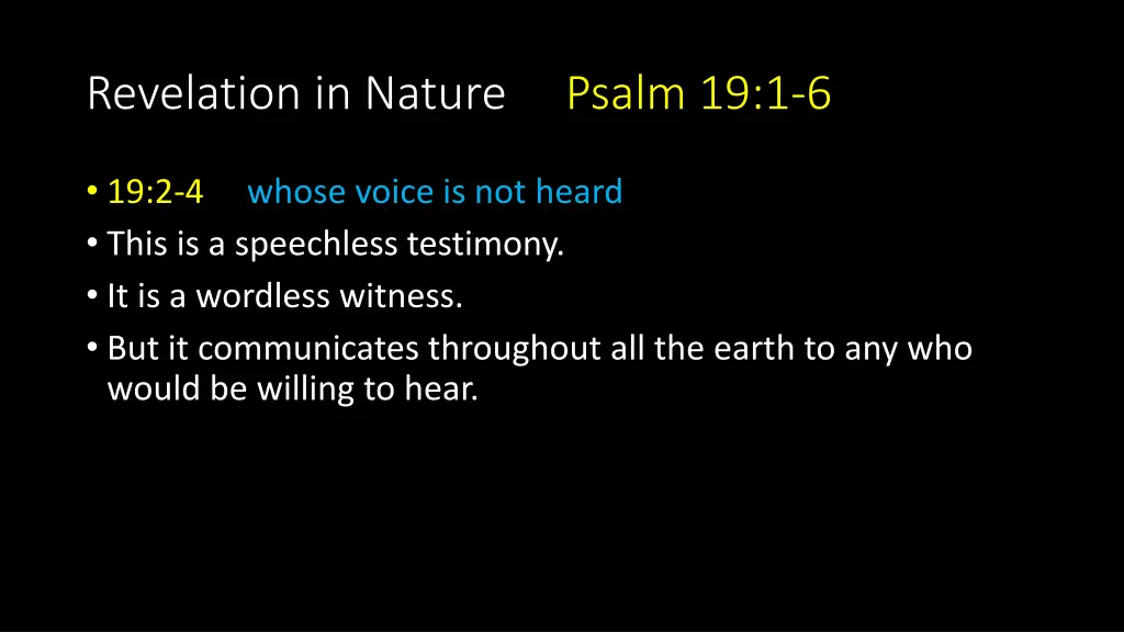 revelation in nature psalm 19 1 6 2