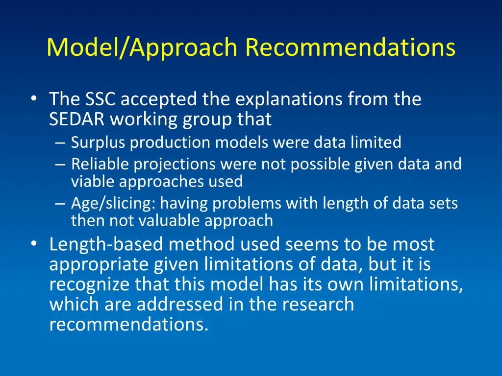 model approach recommendations 1