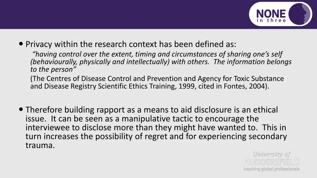 privacy within the research context has been