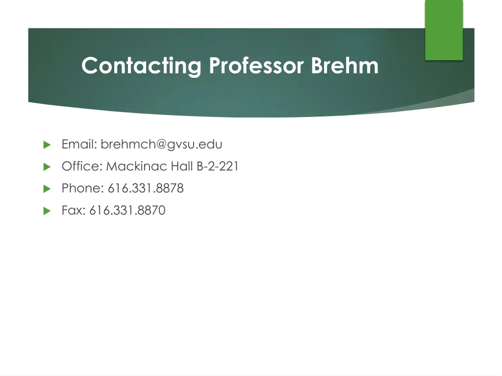 contacting professor brehm