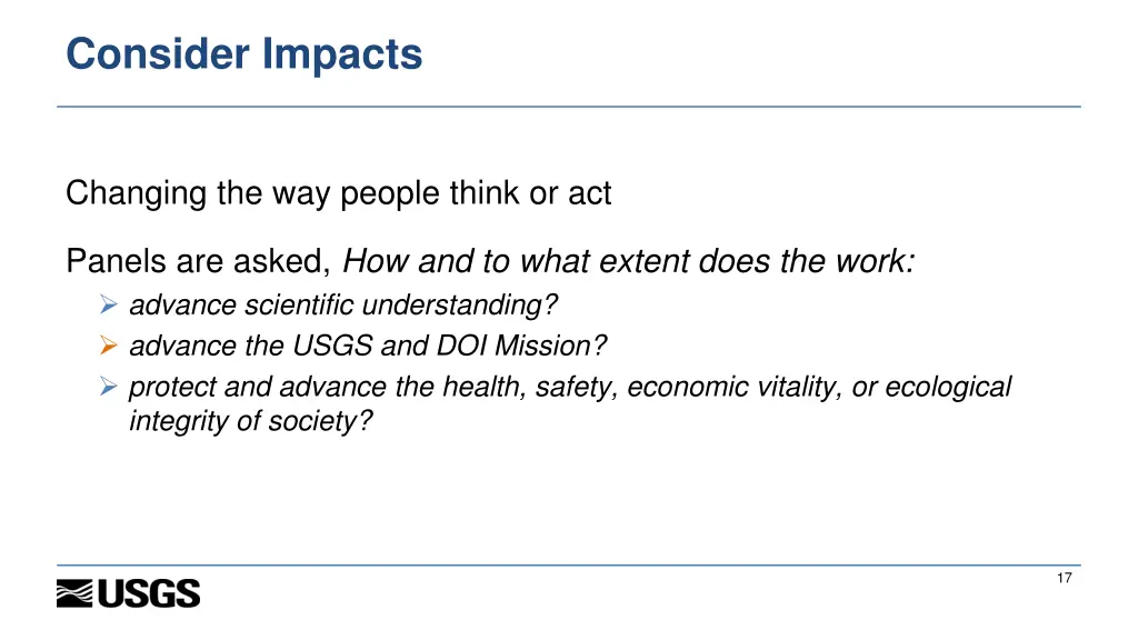 consider impacts