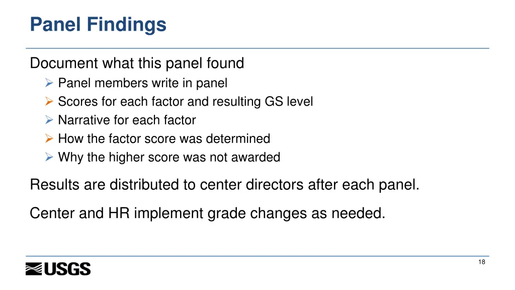 panel findings