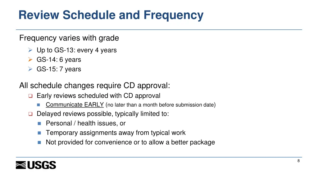 review schedule and frequency