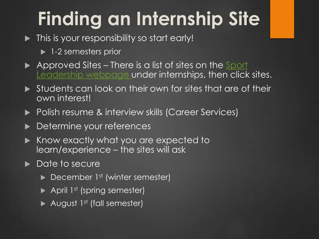 finding an internship site this is your