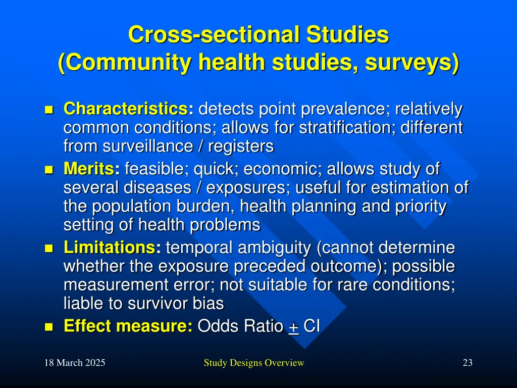 cross sectional studies community health studies
