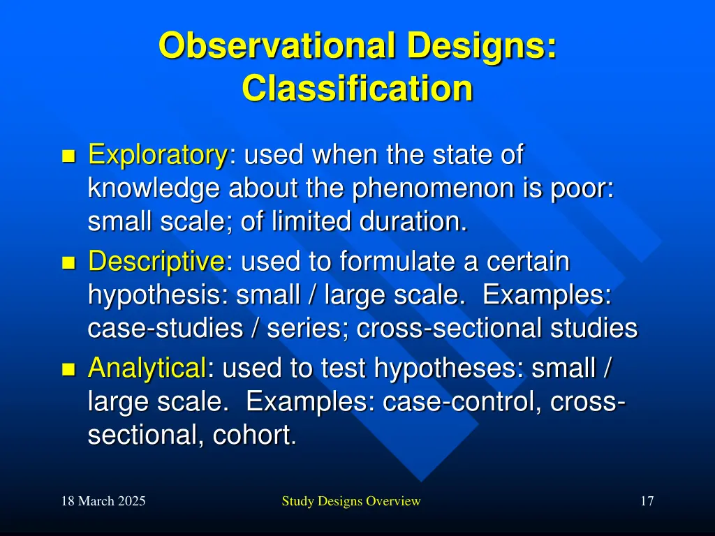 observational designs classification