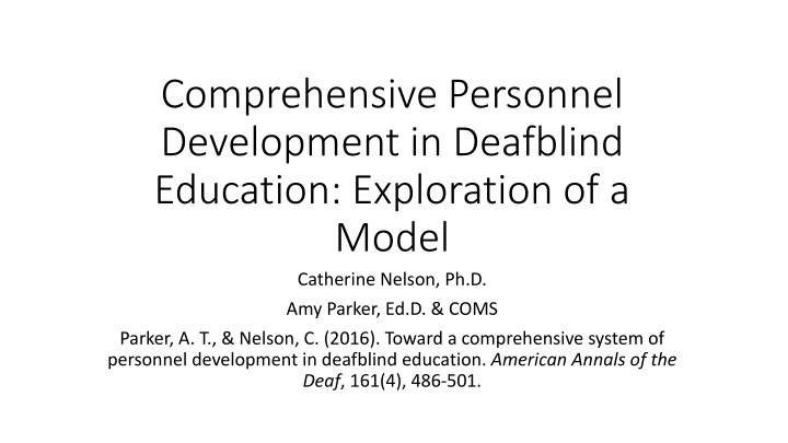 comprehensive personnel development in deafblind