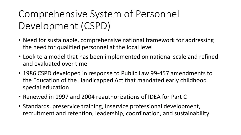comprehensive system of personnel development cspd
