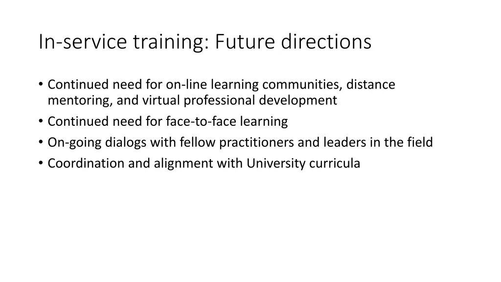 in service training future directions
