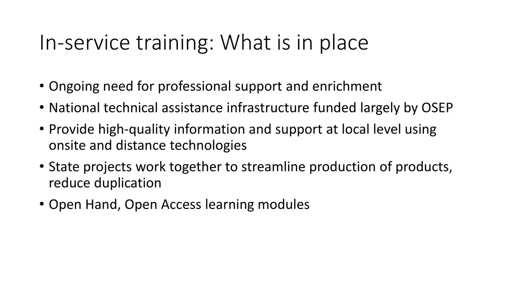 in service training what is in place