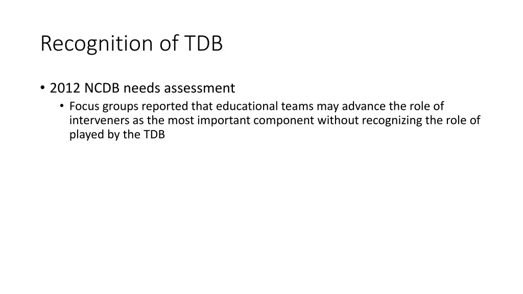 recognition of tdb