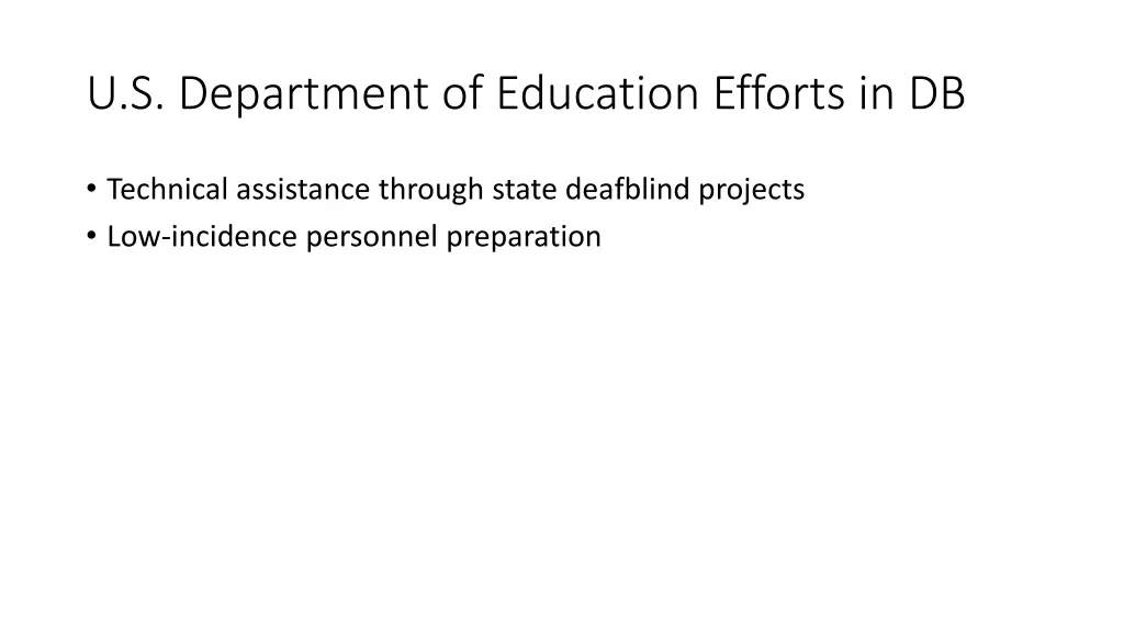 u s department of education efforts in db