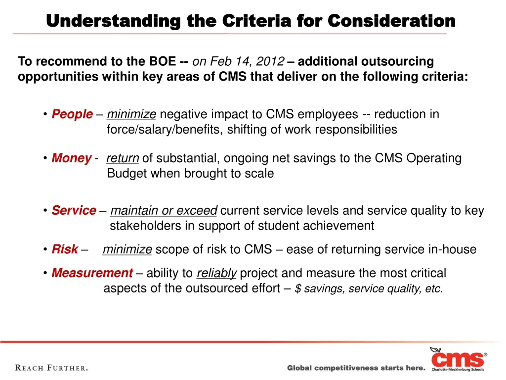 understanding the criteria for consideration