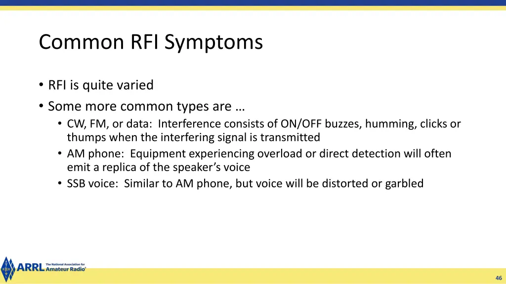 common rfi symptoms