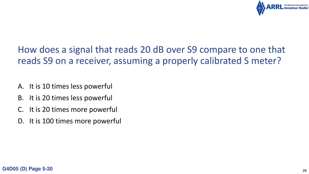 how does a signal that reads 20 db over