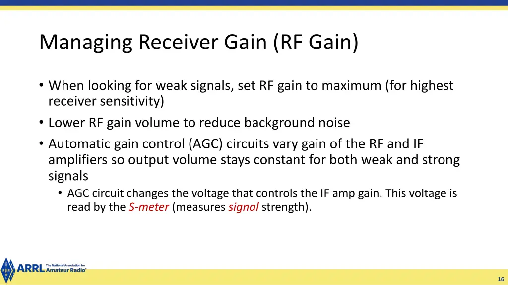 managing receiver gain rf gain