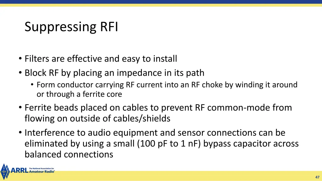 suppressing rfi