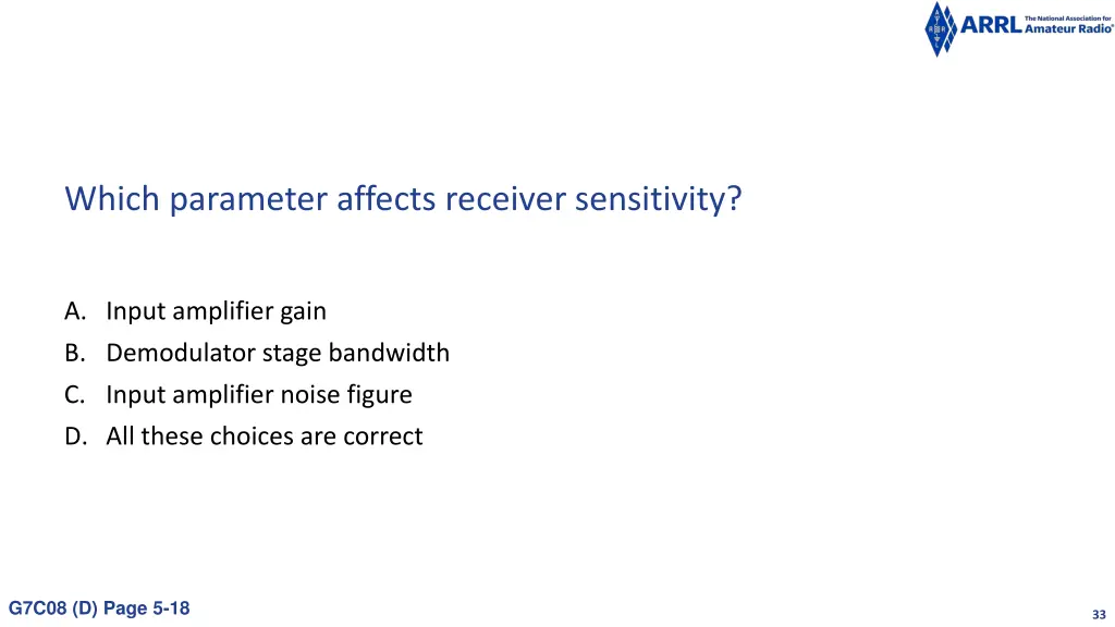 which parameter affects receiver sensitivity