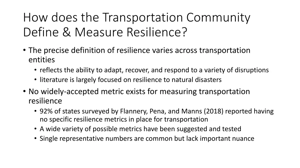 how does the transportation community define