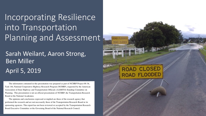 incorporating resilience into transportation