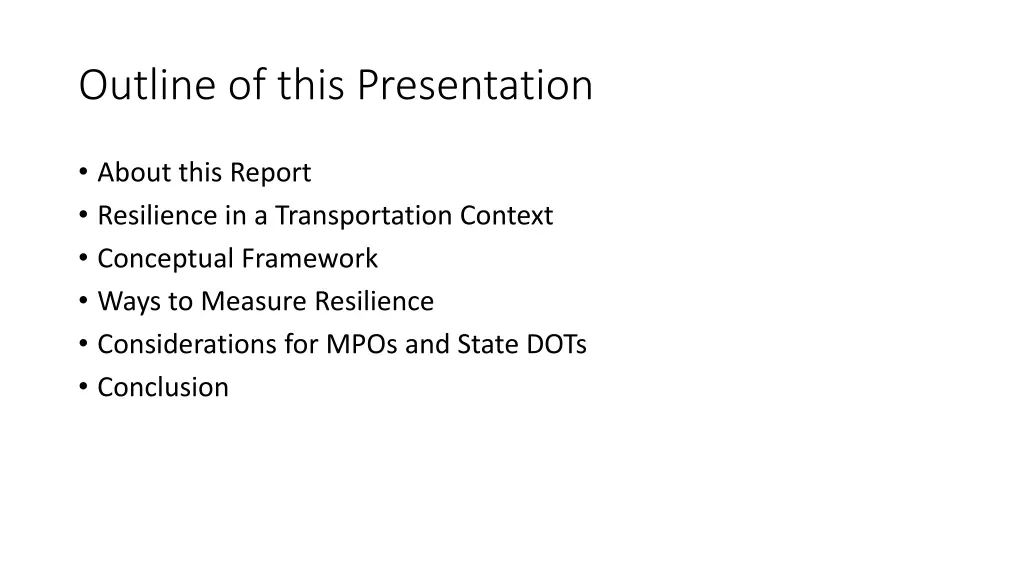 outline of this presentation
