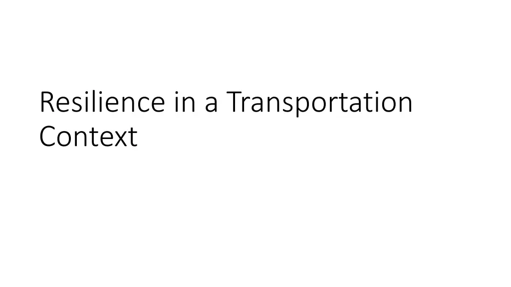 resilience in a transportation context