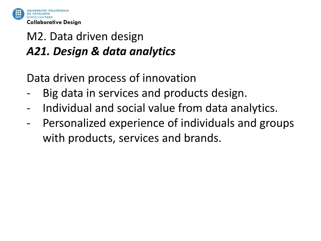 collaborative design m2 data driven design