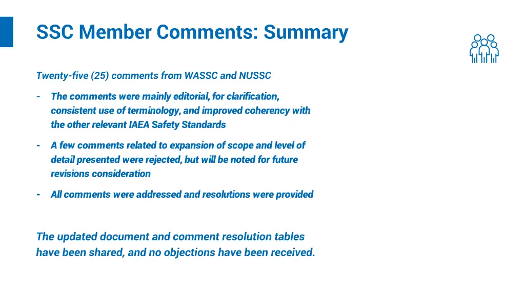 ssc member comments summary
