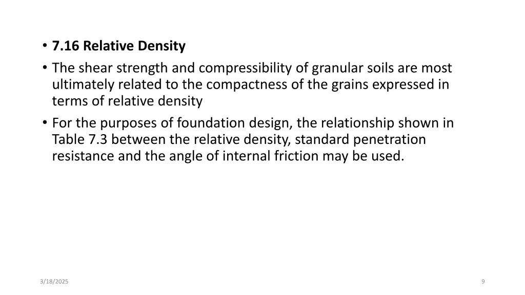 7 16 relative density the shear strength