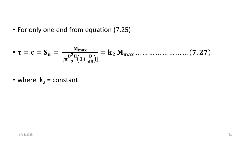 for only one end from equation 7 25