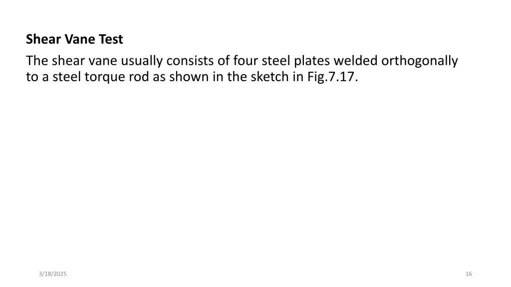 shear vane test the shear vane usually consists