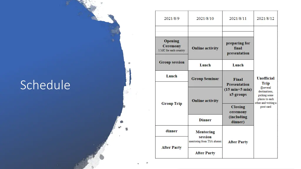 schedule