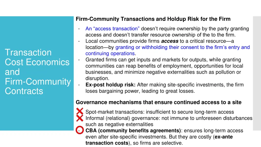 firm community transactions and holdup risk