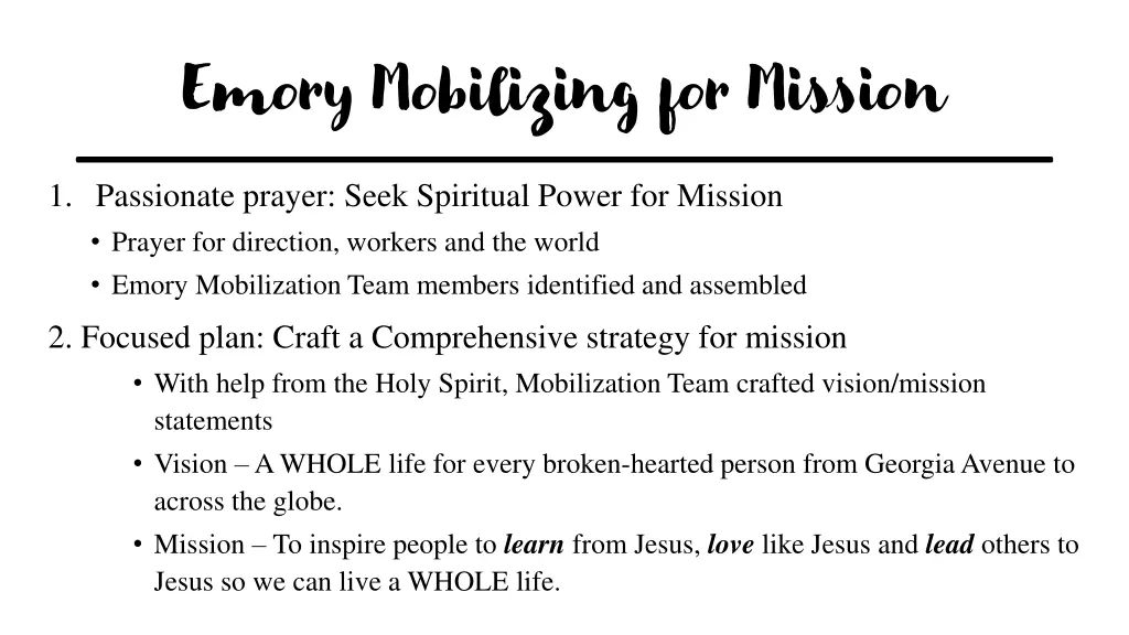 emory mobilizing for mission 1