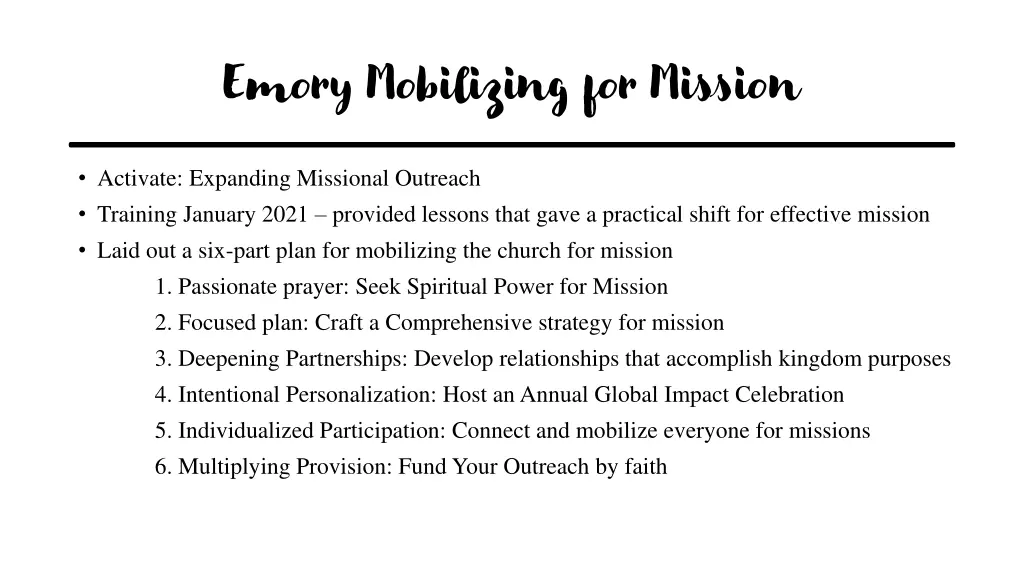 emory mobilizing for mission