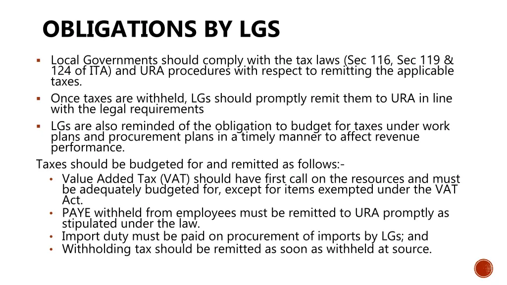 obligations by lgs